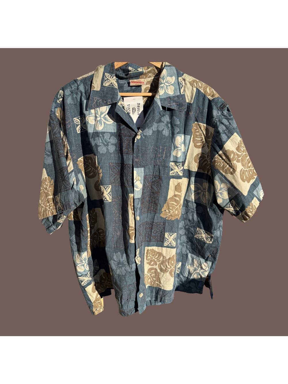 Go Barefoot Hawaiian Shirt | Blue Tropical Print | Size 2XL | Vintage